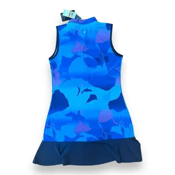 Callaway Opti-Dri Golf Dress Sleeveless Abstract Gradient Print Blue Small NWT - Picture 2 of 14